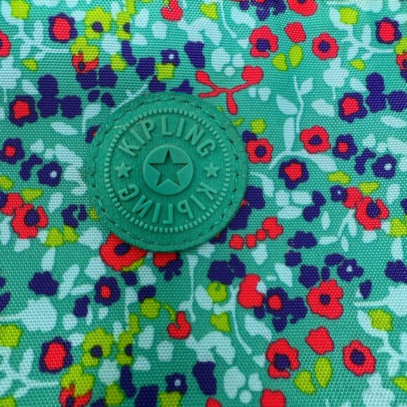 Kipling Alvar Crossbody Bag Aqua Blue Floral Furry Monkey Keychain Otto Purse - Picture 6 of 8